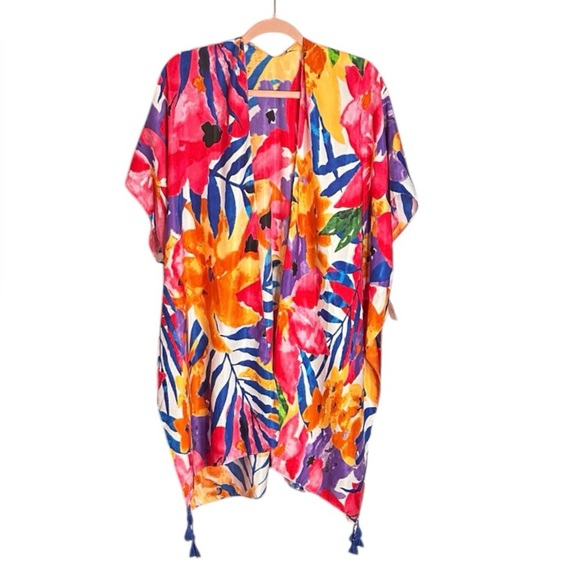 Vibrant Floral Kimono with Tassels OS NWT - Picture 1 of 2
